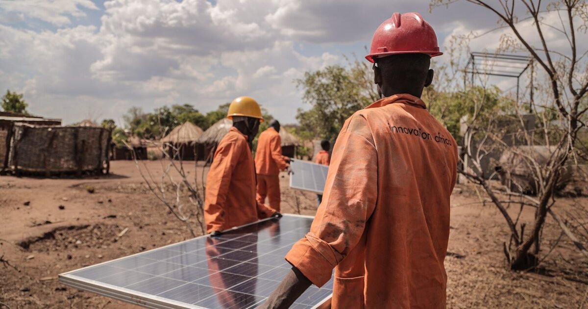 Solar panels supporting energy access in rural Africa