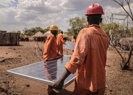 Solar panels supporting energy access in rural Africa