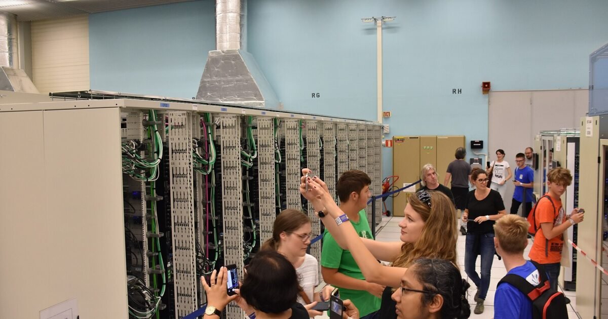 CERN computer centre server racks and monitors