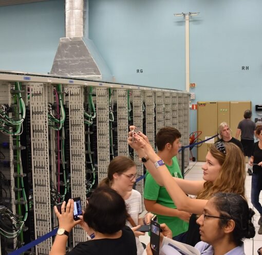 CERN computer centre server racks and monitors