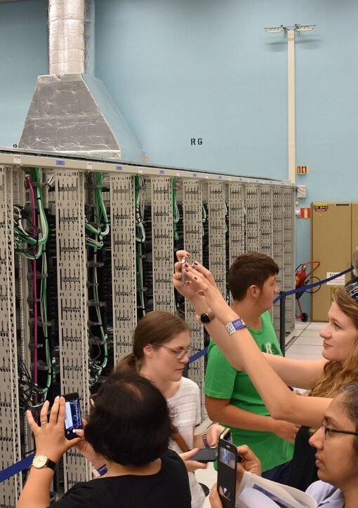 CERN computer centre server racks and monitors