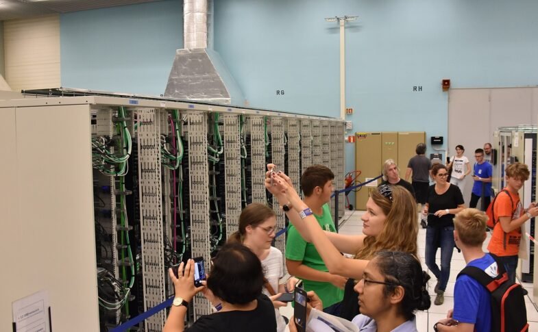 CERN computer centre server racks and monitors