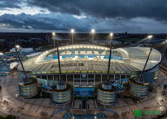 Etihad Stadium i Manchester – Manchester Citys hjemmebane midt i Manchester City dommen