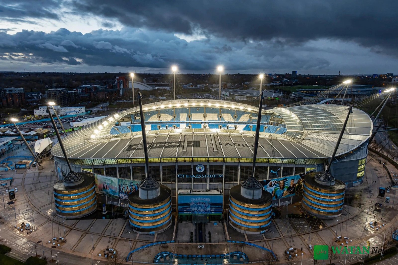Etihad Stadium i Manchester – Manchester Citys hjemmebane midt i Manchester City dommen