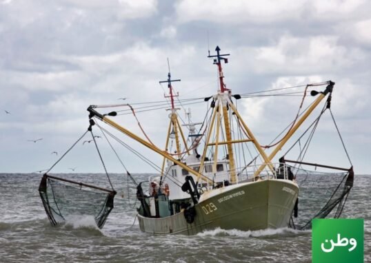 Beam trawler with bottom-contact fishing gear at sea — the kind of gear banned in Flensburg Fjord