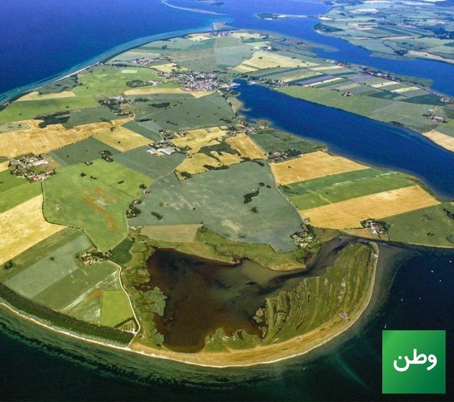 Aerial view of a Danish coastal fjord area like Flensburg Fjord — bottom trawling will be banned in its inner waters from 2027