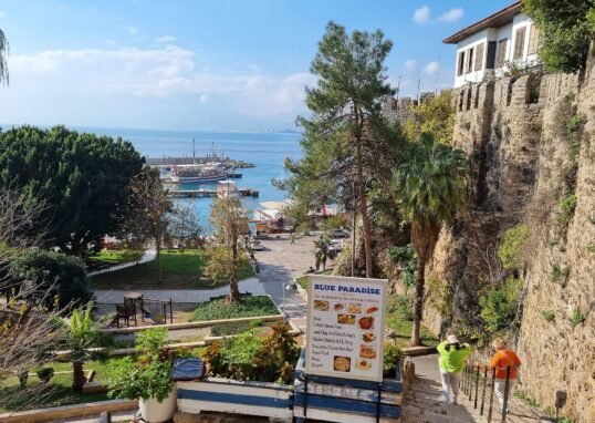 Landscape view of Antalya Harbour on the Mediterranean coast of Türkiye