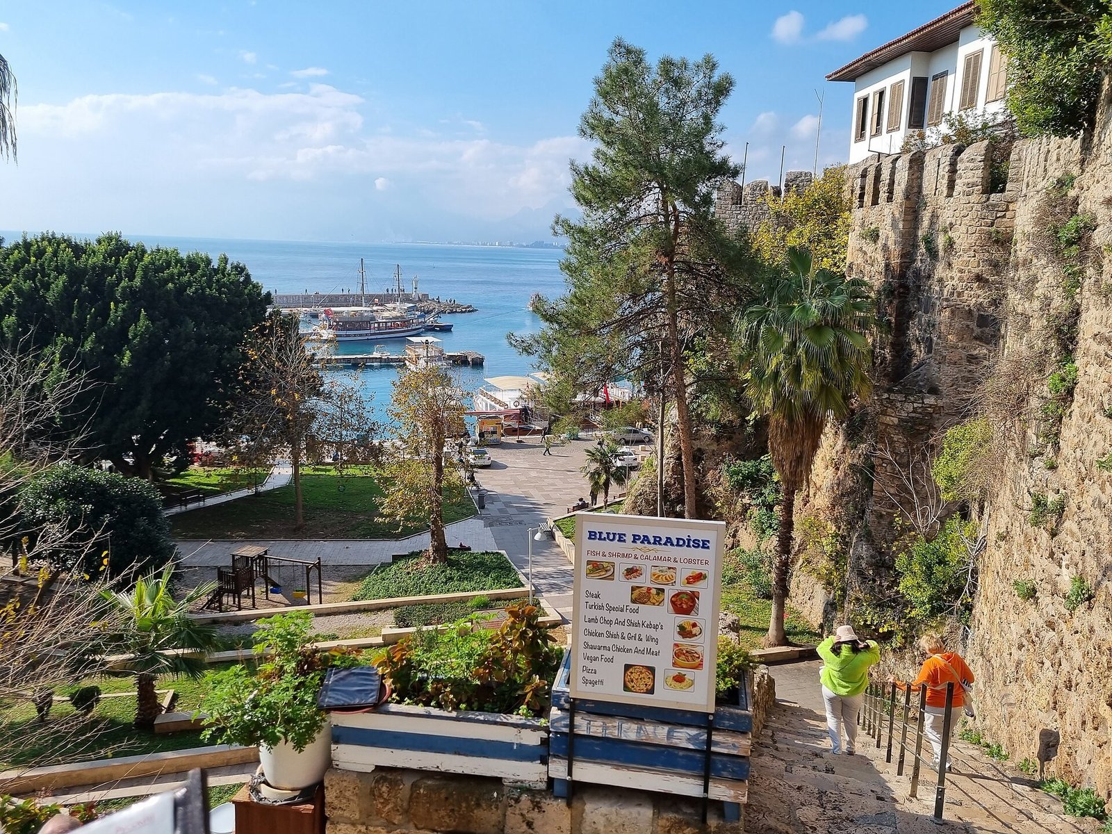 Landscape view of Antalya Harbour on the Mediterranean coast of Türkiye