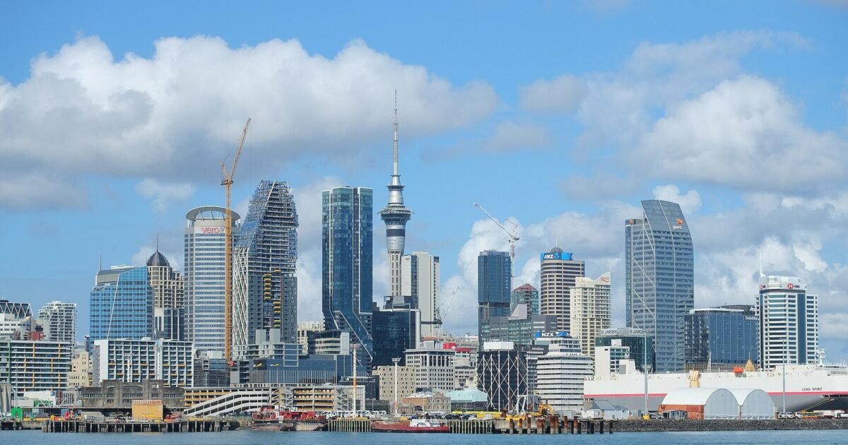 Landscape view of Auckland CBD skyline across Waitematā Harbour