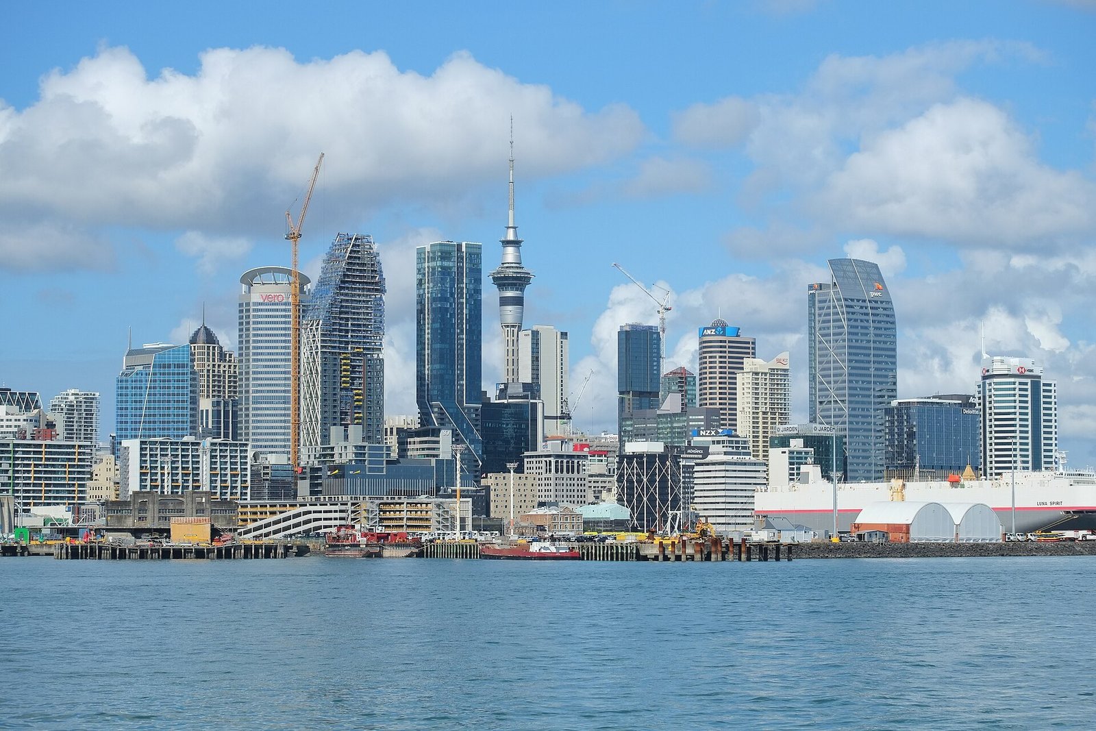 Landscape view of Auckland CBD skyline across Waitematā Harbour