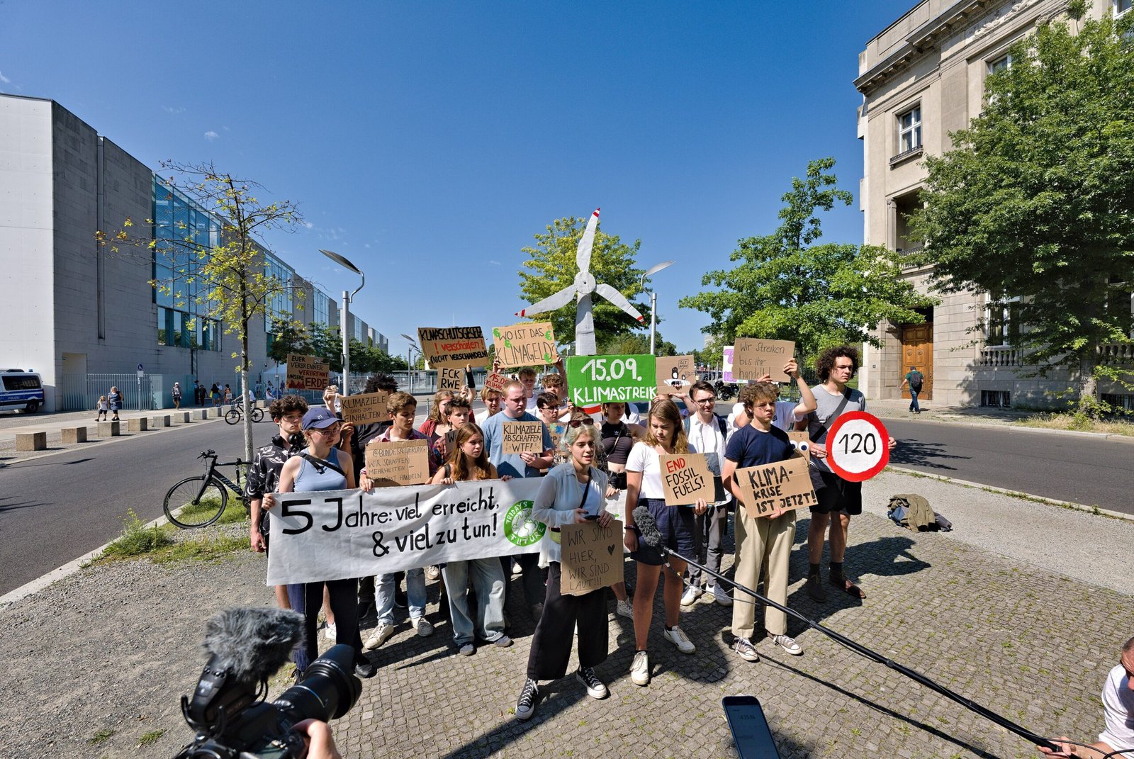 Press conference with journalists covering climate strike anniversary in Berlin