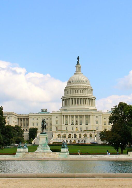 Summer view of the U.S. Capitol Reflecting Pool and Capitol Building, Washington, D.C. — Architect of the Capitol / public domain