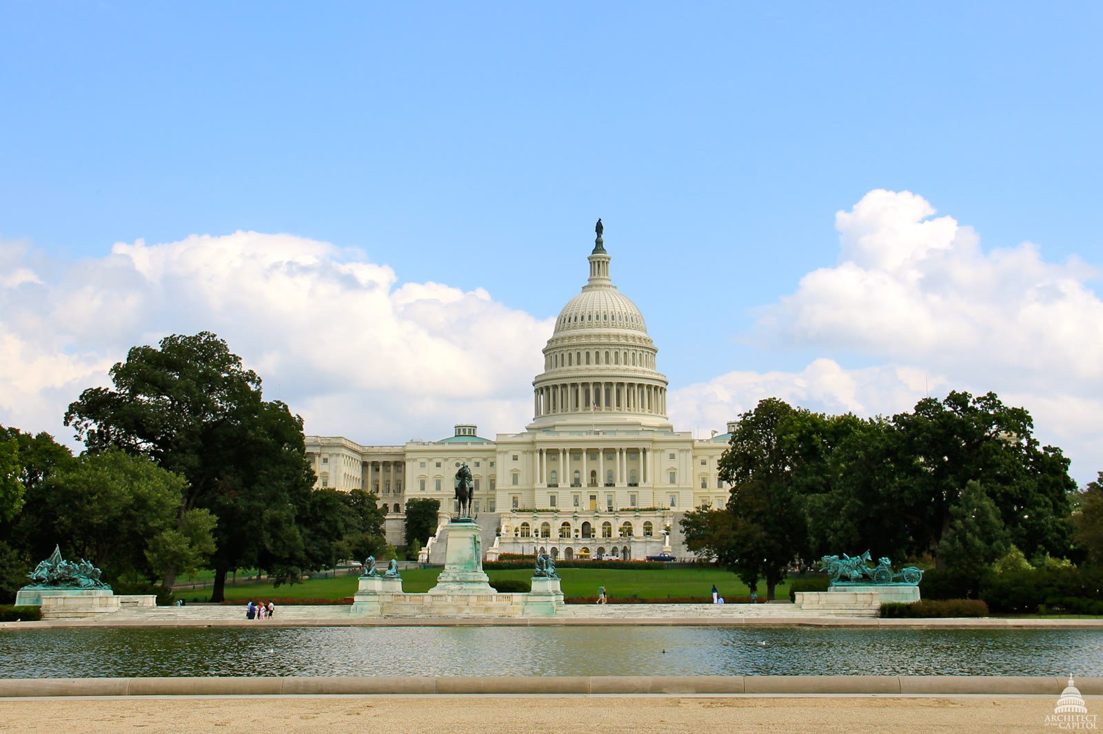 Summer view of the U.S. Capitol Reflecting Pool and Capitol Building, Washington, D.C. — Architect of the Capitol / public domain