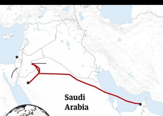 Flight 1073 route map — flydubai flight from Dubai diverted to Tabuk, Saudi Arabia after cockpit stabbing