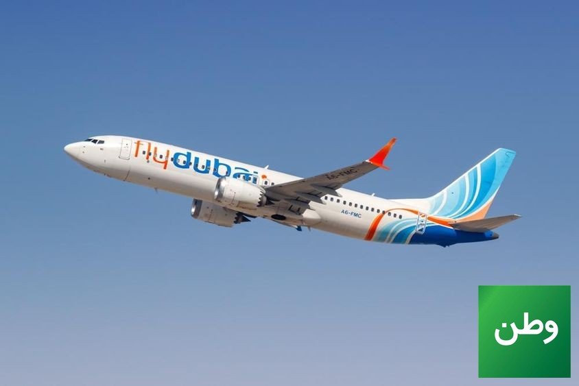 FlyDubai Boeing 737 MAX 8 aircraft on tarmac after FlyDubai emergency landing in Tabuk Saudi Arabia