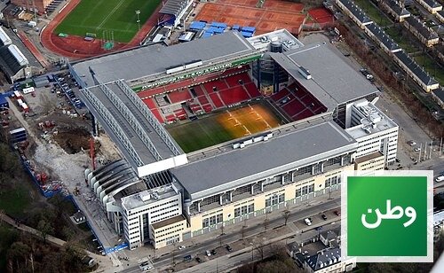 Parken Stadium in Copenhagen from the air during the Ronaldo Copenhagen crisis