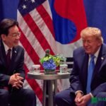 Donald Trump with the South Korean president in front of U.S. and South Korean flags — Trump to announce $200 billion in South Korean energy investments