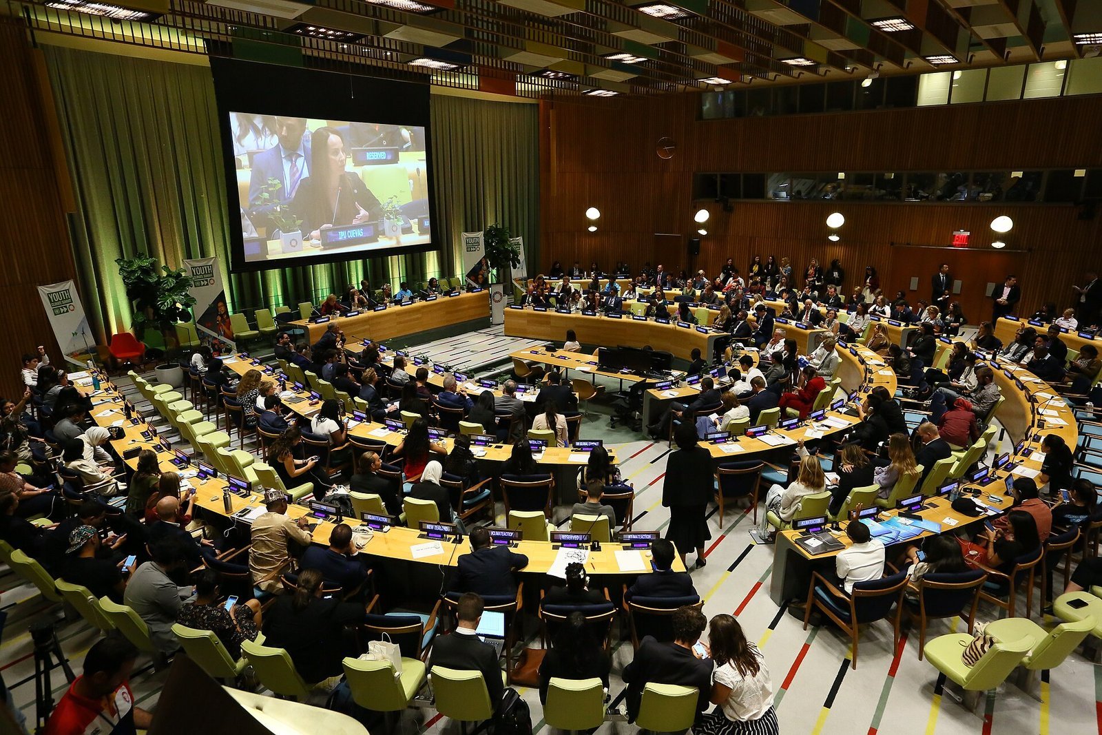 Young delegates gathered at the United Nations Youth Climate Summit in New York in 2019