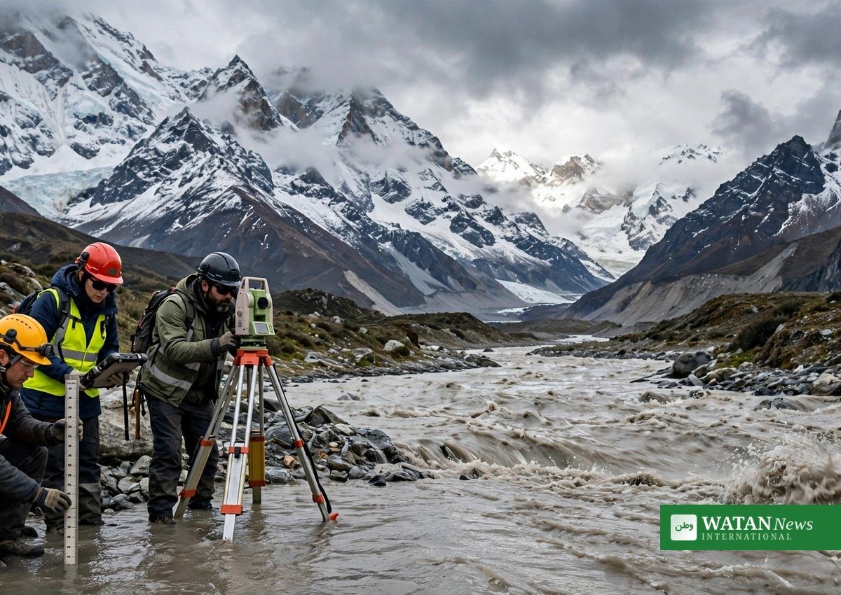 Chinese engineers monitoring water levels at barrier lake near Nepal-Tibet border