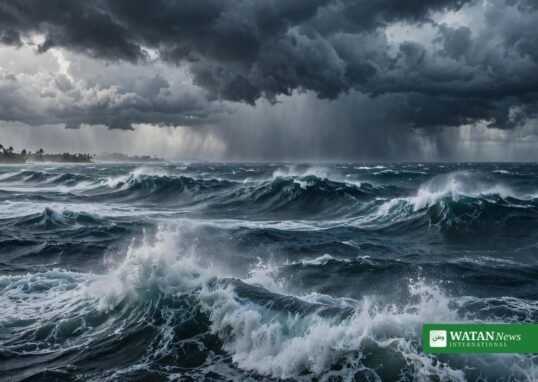 Storm clouds and powerful waves over the tropical Pacific during the very strong El Niño of 2026-2027 warned about by WMO