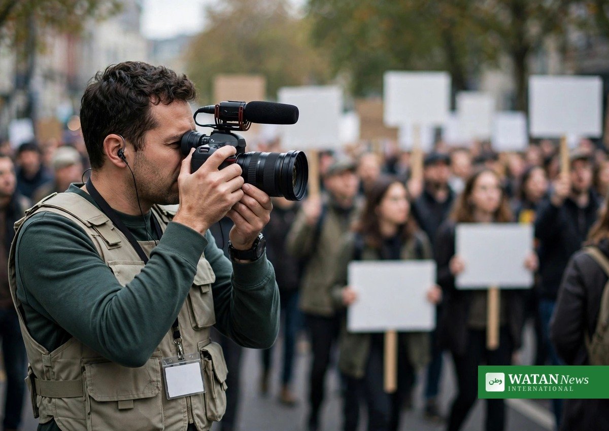 Covering Climate Now awards 2026: journalists with cameras covering a climate story in the field