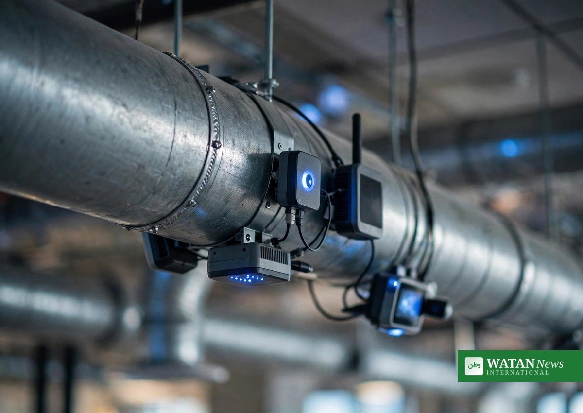 AI building energy optimization: smart HVAC sensors and digital controls in a modern commercial building
