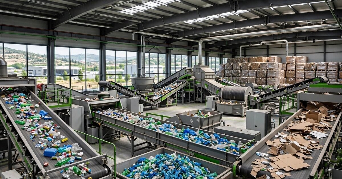 Modern recycling and circular economy facility in Türkiye sorting recyclables