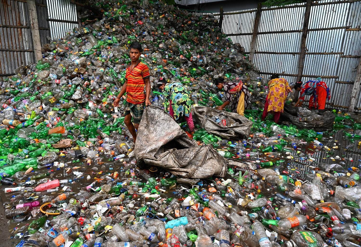 Waste being disposed of at a landfill