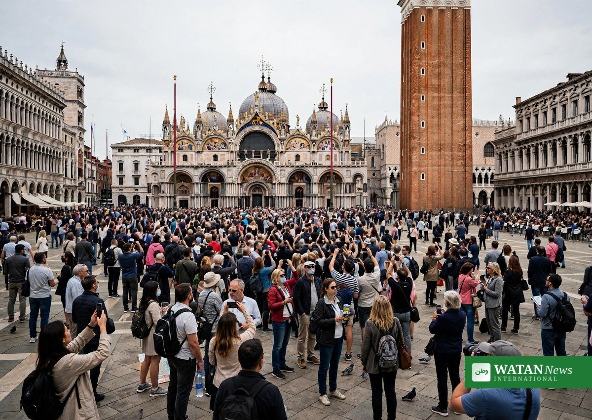 Crowds of tourists at a famous landmark — the overtourism AI could worsen, Guterres warns
