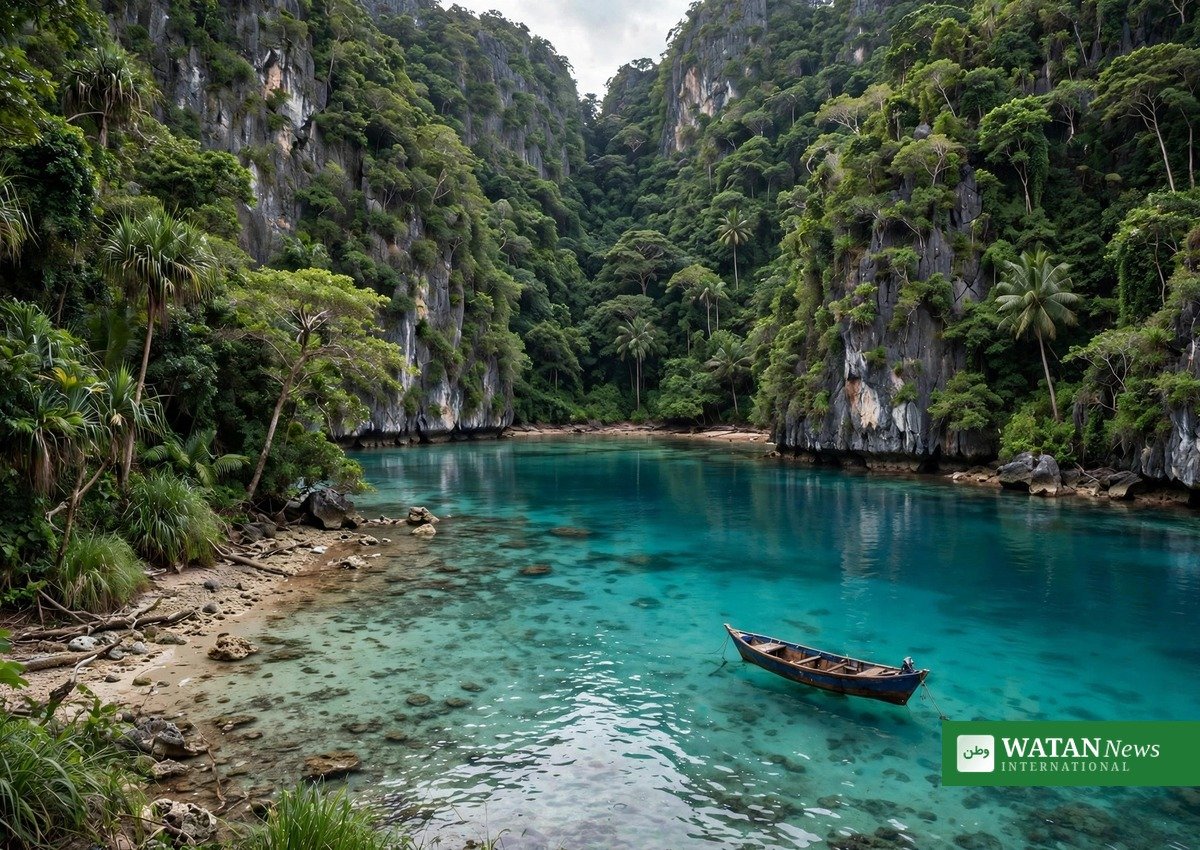 A pristine remote cove with one boat — the kind of emerging destination AI could surface or bury