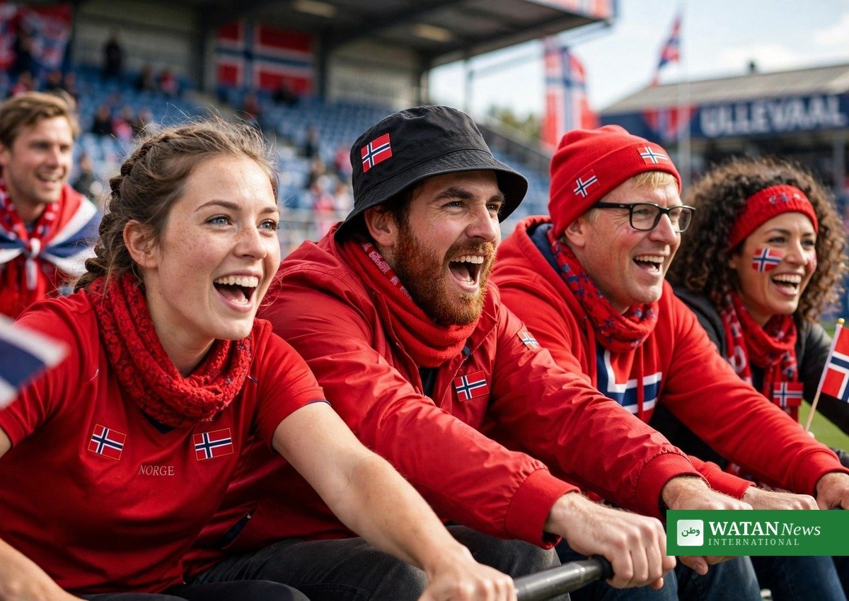 Fans udfører Viking Row-bevægelsen med &raquo;Mr. Row Row&laquo;-råbet på stadion (illustration)