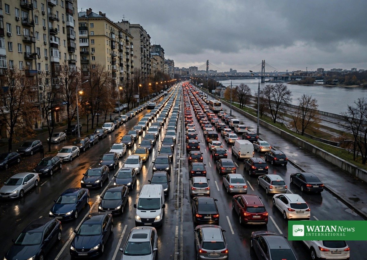 Lang bilkø i Kyiv efter at broer over Dneprfloden er lukket for trafik – Kyiv broer lukket