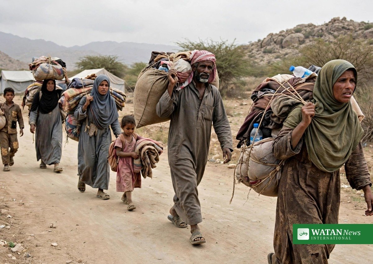 Yemen conflict: displaced Yemeni civilians flee fighting as the humanitarian crisis deepens amid intensified clashes (illustrative image)