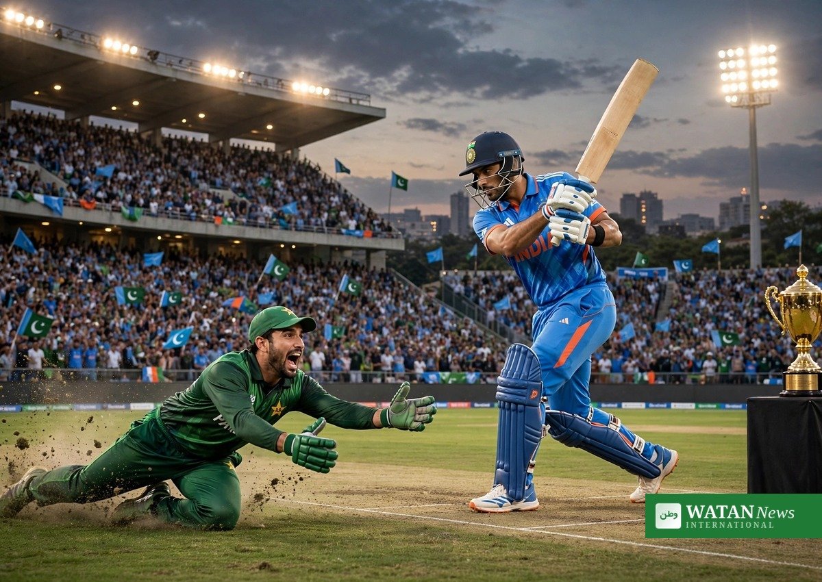 Asian Games cricket final India Pakistan: India and Pakistan players in action in the gold medal T20 final (illustration)