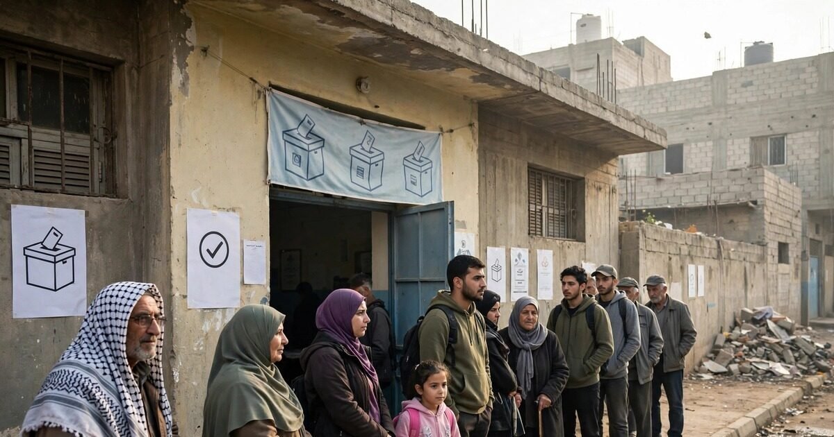 Palestinian legislative elections: voters queue at a polling station in Gaza (illustration)