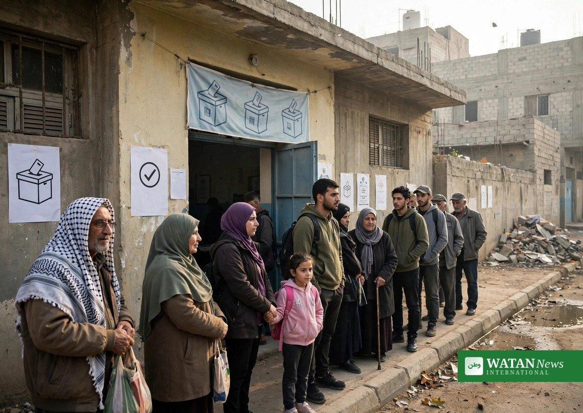 Palestinian legislative elections: voters queue at a polling station in Gaza (illustration)