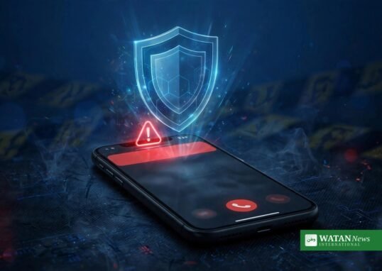 HEC fraud alert Pakistan: smartphone scam warning with protective shield