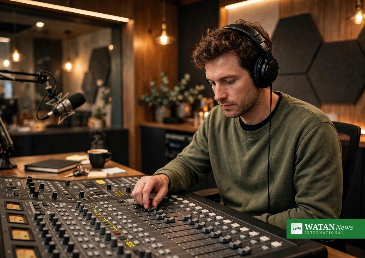 Radiovært ved mixerpult i studiet – Radio IIII's fremtid afgøres ved medieforhandlingerne