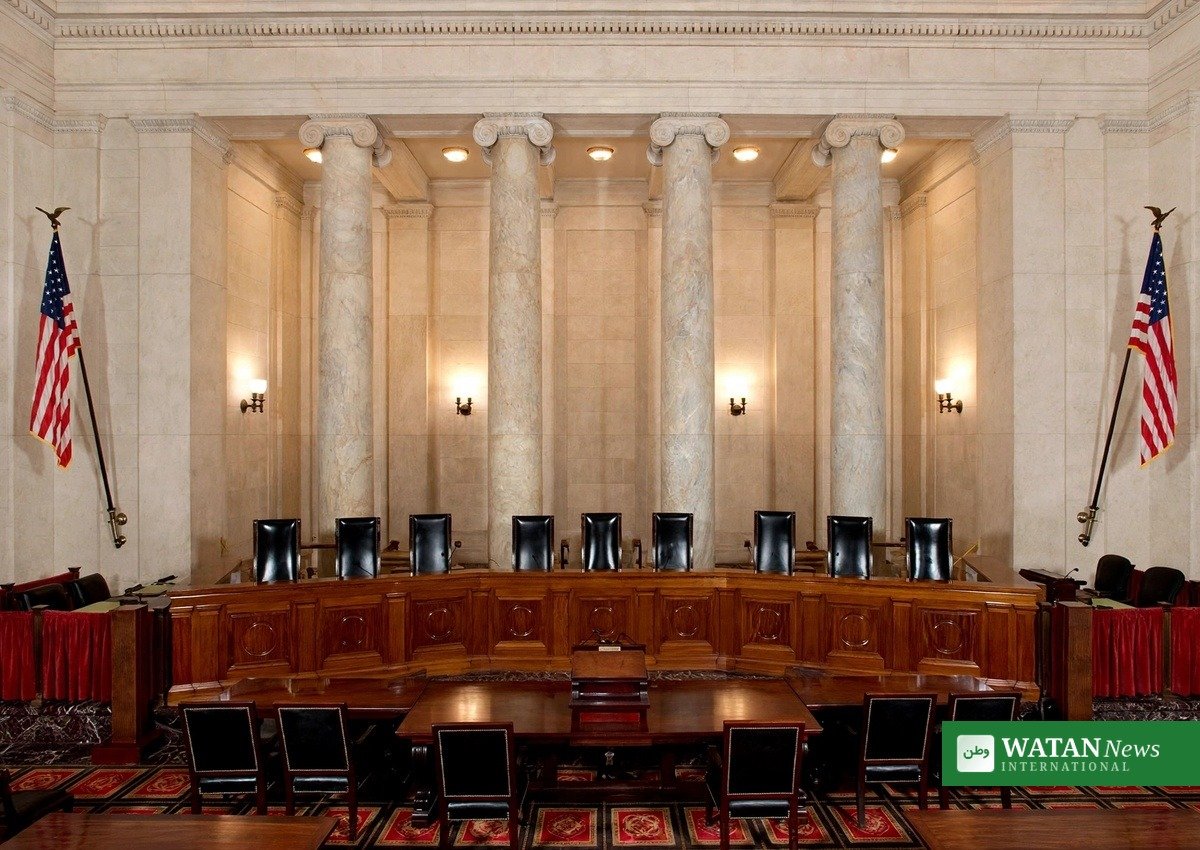 US Supreme Court new term: the justices' bench inside the Supreme Court chamber in Washington