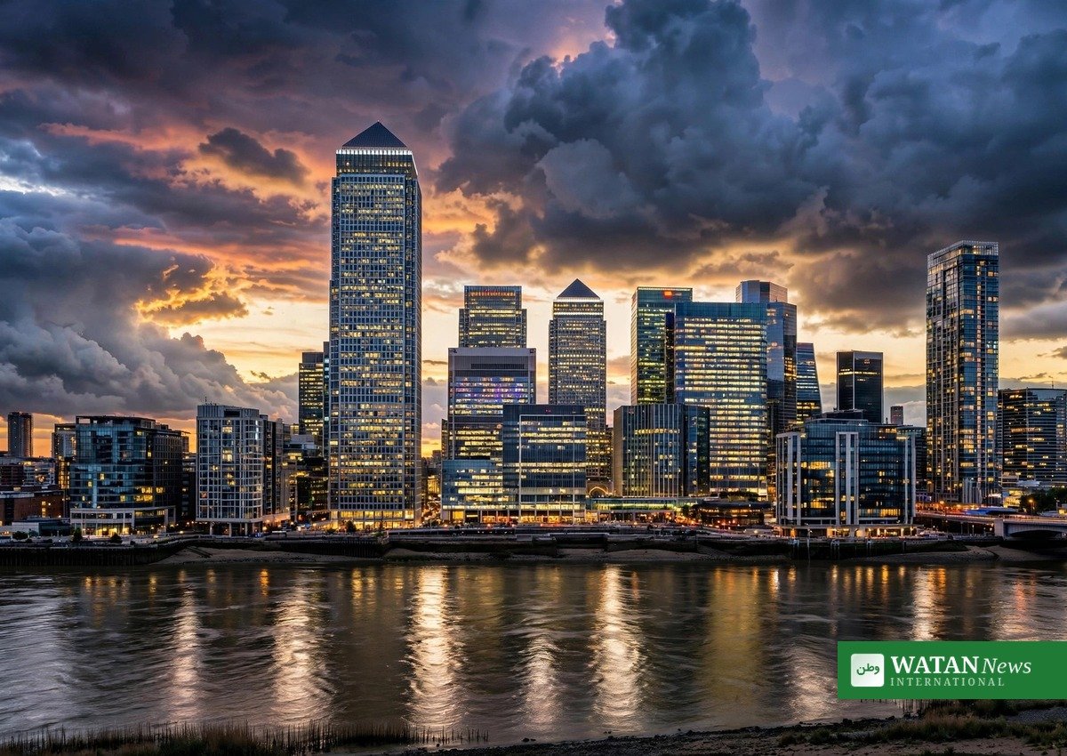 London's Canary Wharf financial district at dusk — UAE UK investments of more than £30 billion are now under threat after the Manchester City verdict