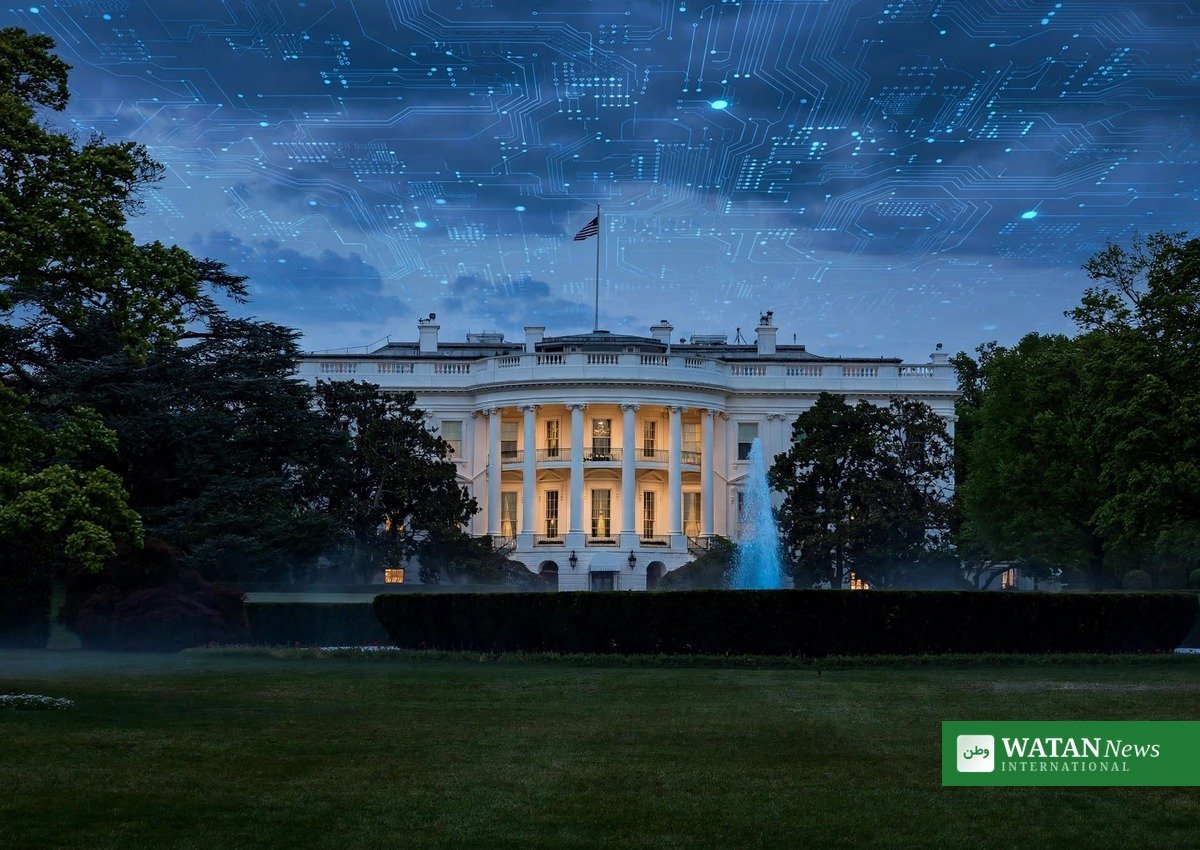 Det Hvide Hus med AI-neuralnetværk på himlen – Super Intelligence Force