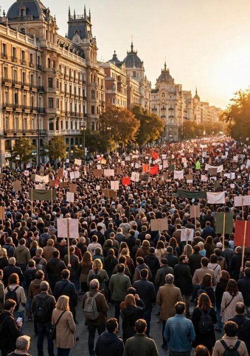 میڈرڈ میں رہائشی بحران کے خلاف مظاہرہ — ہسپانیہ میں قبل از وقت انتخابات