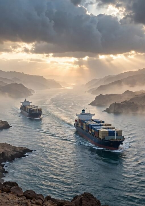 Cargo ships passing through the Bab al-Mandab strait secured by Saudi-backed Yemeni forces