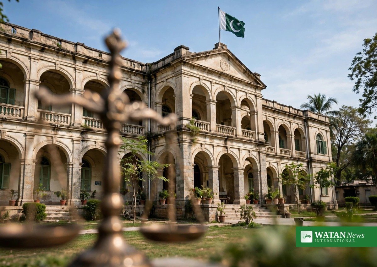 سرکاری عمارت کے سامنے انصاف کا ترازو