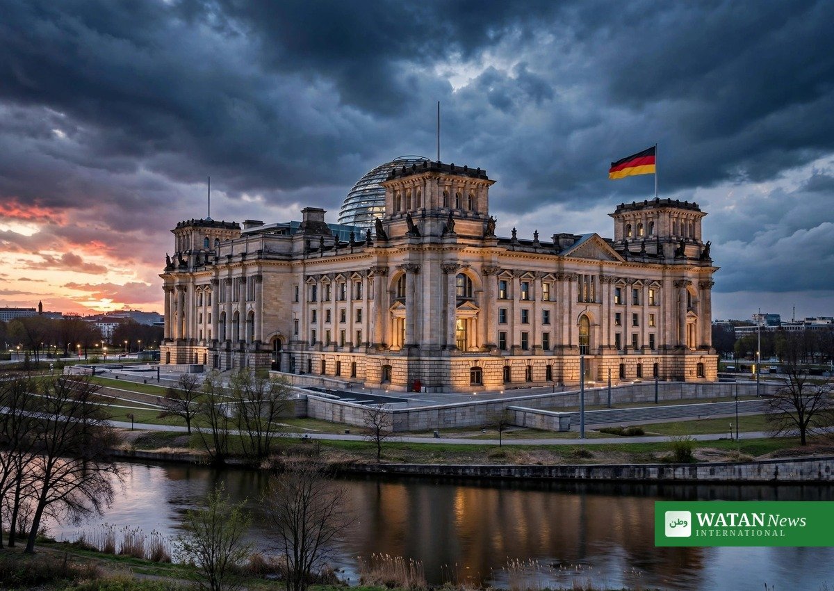The Reichstag in Berlin at dusk — former BND chief August Hanning has been detained on suspicion of espionage and treason, Bild reported