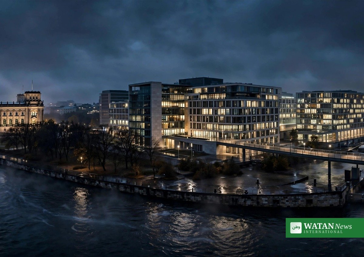 The Berlin government district at night — former BND chief August Hanning has been detained on suspicion of espionage and treason, Bild reported on Tuesday