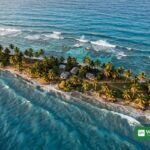 Aerial view of a low-lying Tuvalu atoll threatened by rising seas — Tuvalu climate change plea