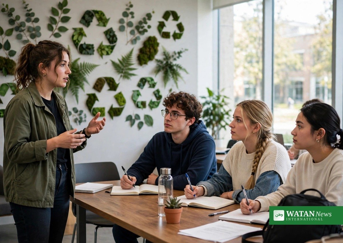EU GREEN-studerende i en bæredygtighedsworkshop