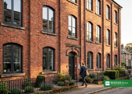 Renovated historic red-brick mill building converted into modern apartments in the UK