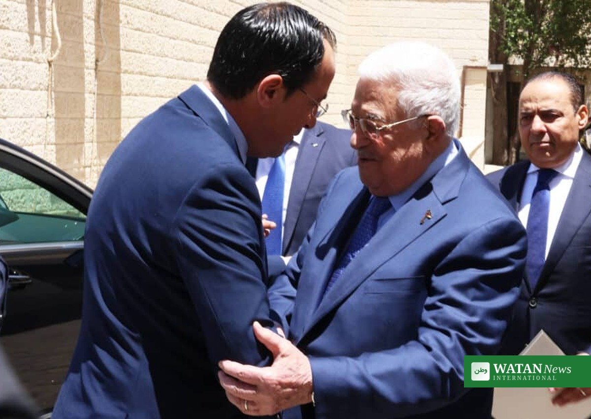 Palestinian President Mahmoud Abbas meets Cypriot President Nikos Christodoulides in Cyprus